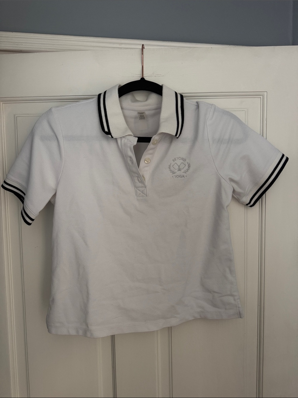 Women’s White Polo Shirt with Black Trim - Classic School Style